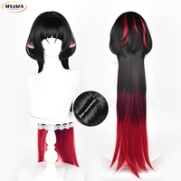 Jane Doe Cosplay Wig Game ZZZ Black Gradient Red Long Wig Heat Resistant Synthetic Hair Halloween Anime Wigs + Wig Cap