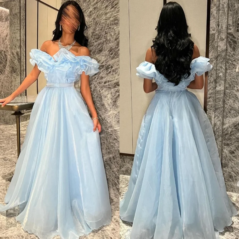 Sizes Available Organza Pleat Pleat Off-the-shoulder Long Dresses Prom Dresses Classic Exquisite Modern Style Pastrol Unisex