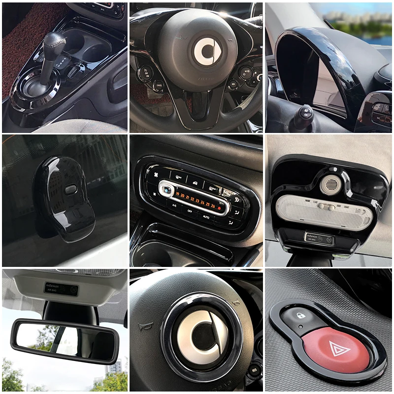 Car Interior Modification Black Styling Window Lifting Decorative Stickers For Smart 453 Fortwo Forfour Car Accessories