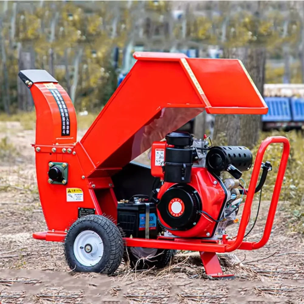 8hp 13hp 15hp Wheeled Wood Slicer Mini Wood Crusher Garden Branch Grinder Fine Branch Sawdust Machine for Sale