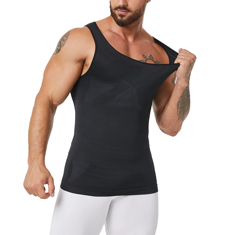 Seamless Shaper Tank Mens Body Shaper Compression Shirt For Tummy Control