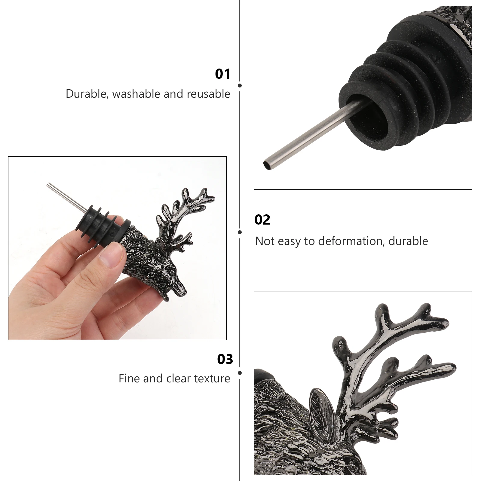 

1pc Deer Head Pourer Black Portable Liquor Dispenser Bottle Pourers Reusable for Bottles Home Bar Kitchen Use