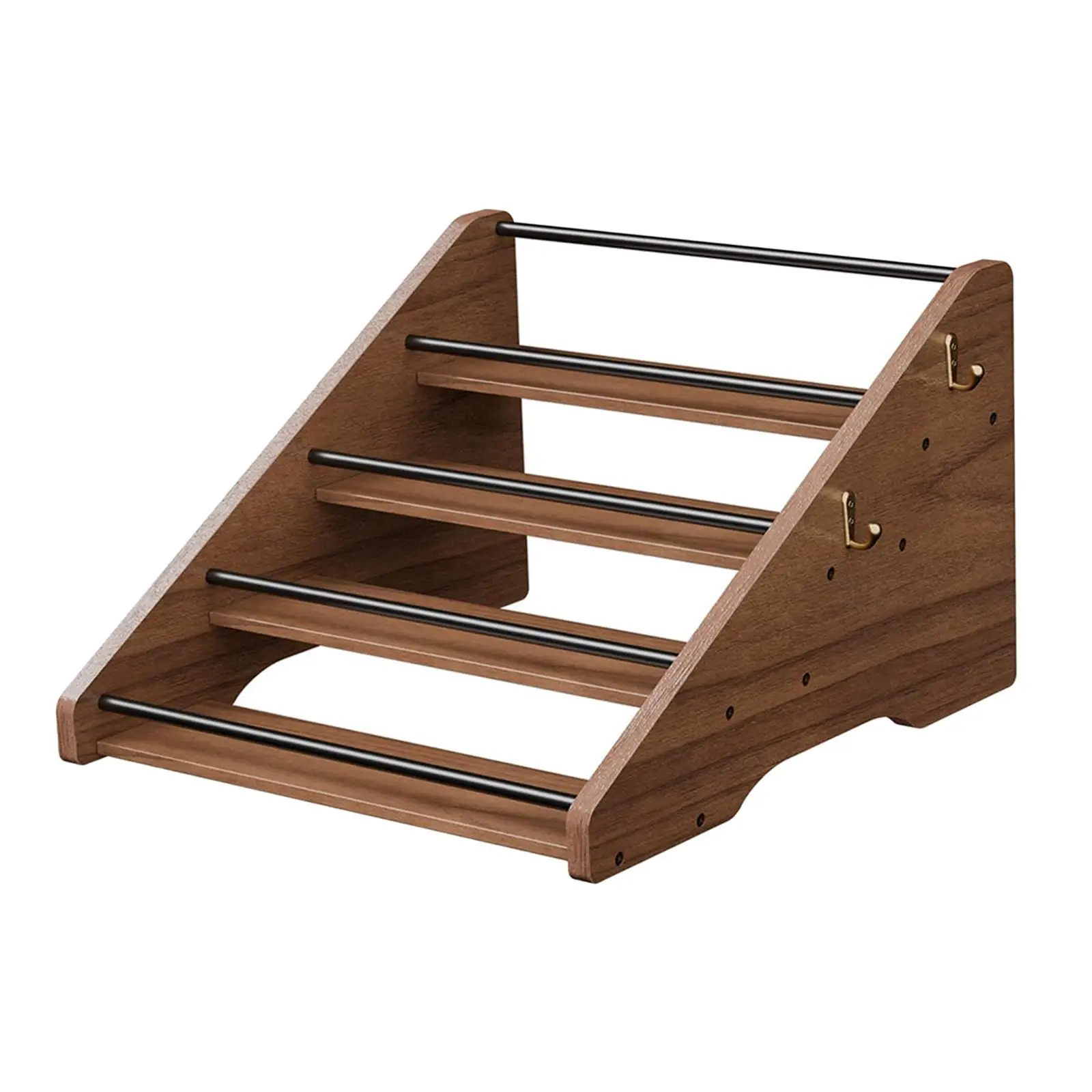 Four Tier Syrup Bottle Display Rack Rustic Wooden Shelf Kitchen Storage Organizer for Coffee Station