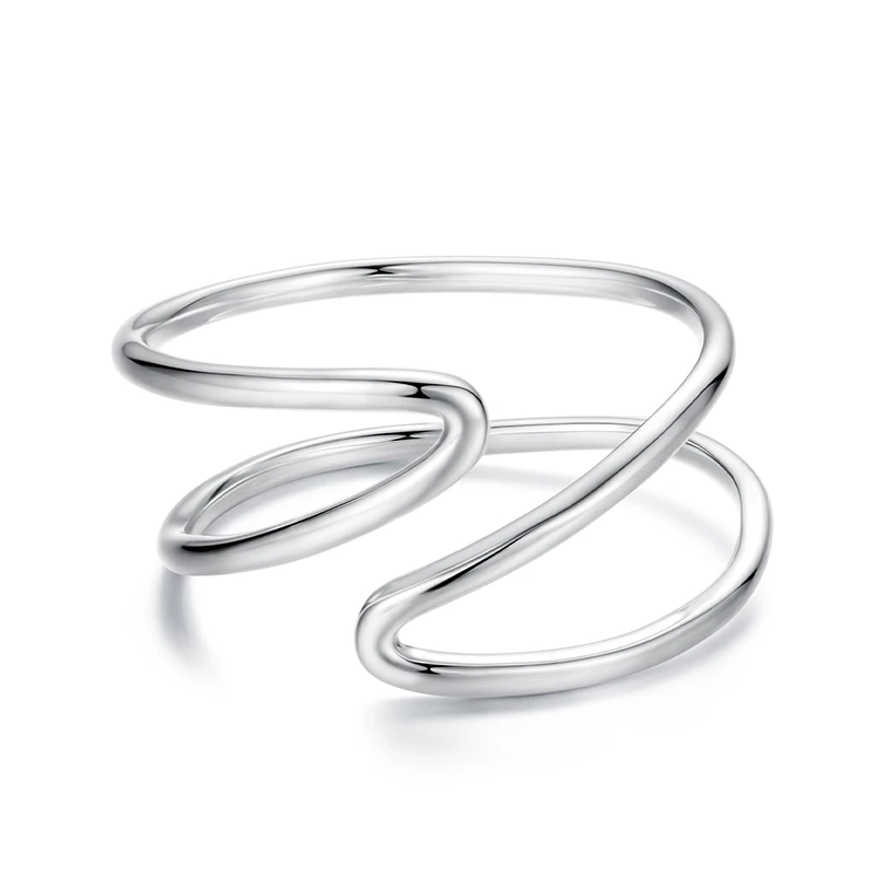 Women's 925 Sterling Silver Two-Layered Cross Open Ring
