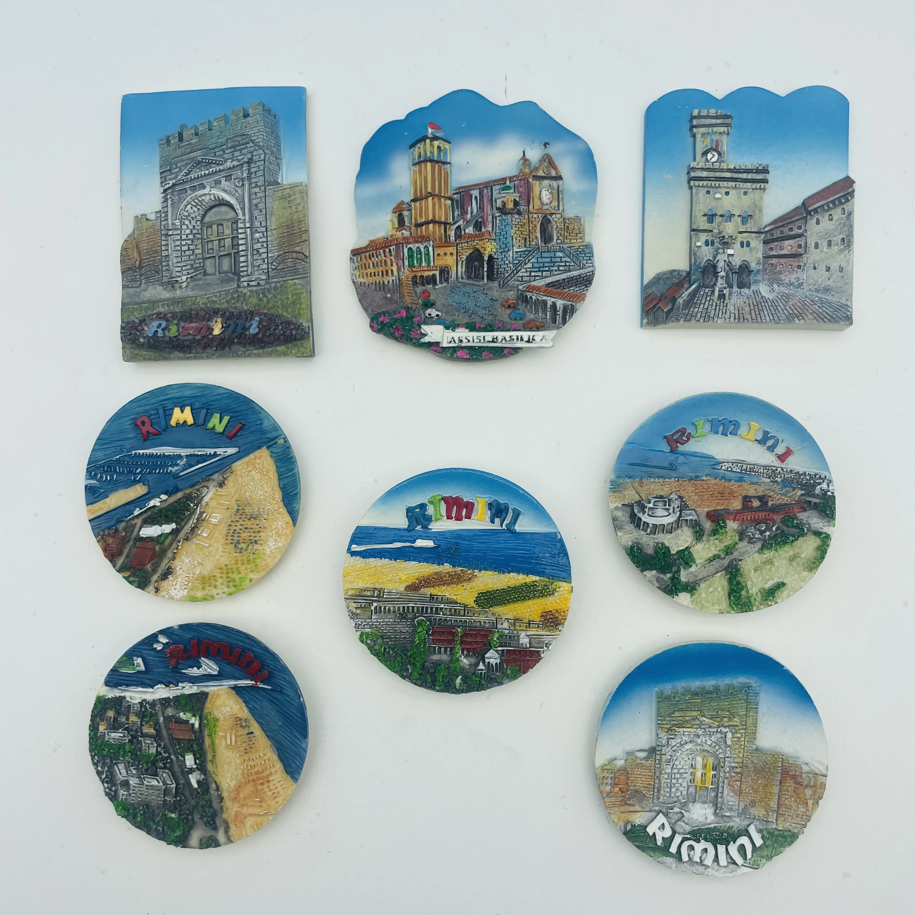 Italy Travel Fridge Magnets Set Assisi Rimini Landmark Resin Souvenir Home Kitchen Decoration Gift