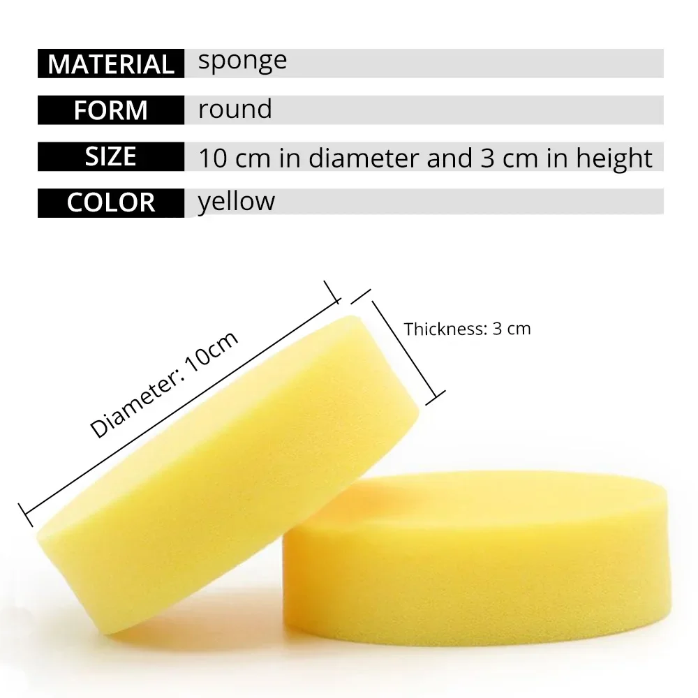 2Pcs 10CMx 3cm Round Encryption Car Polishing Waxing High-density Washing Pressure Does Not Edge Foam Auto Care Sponge Wax Tool