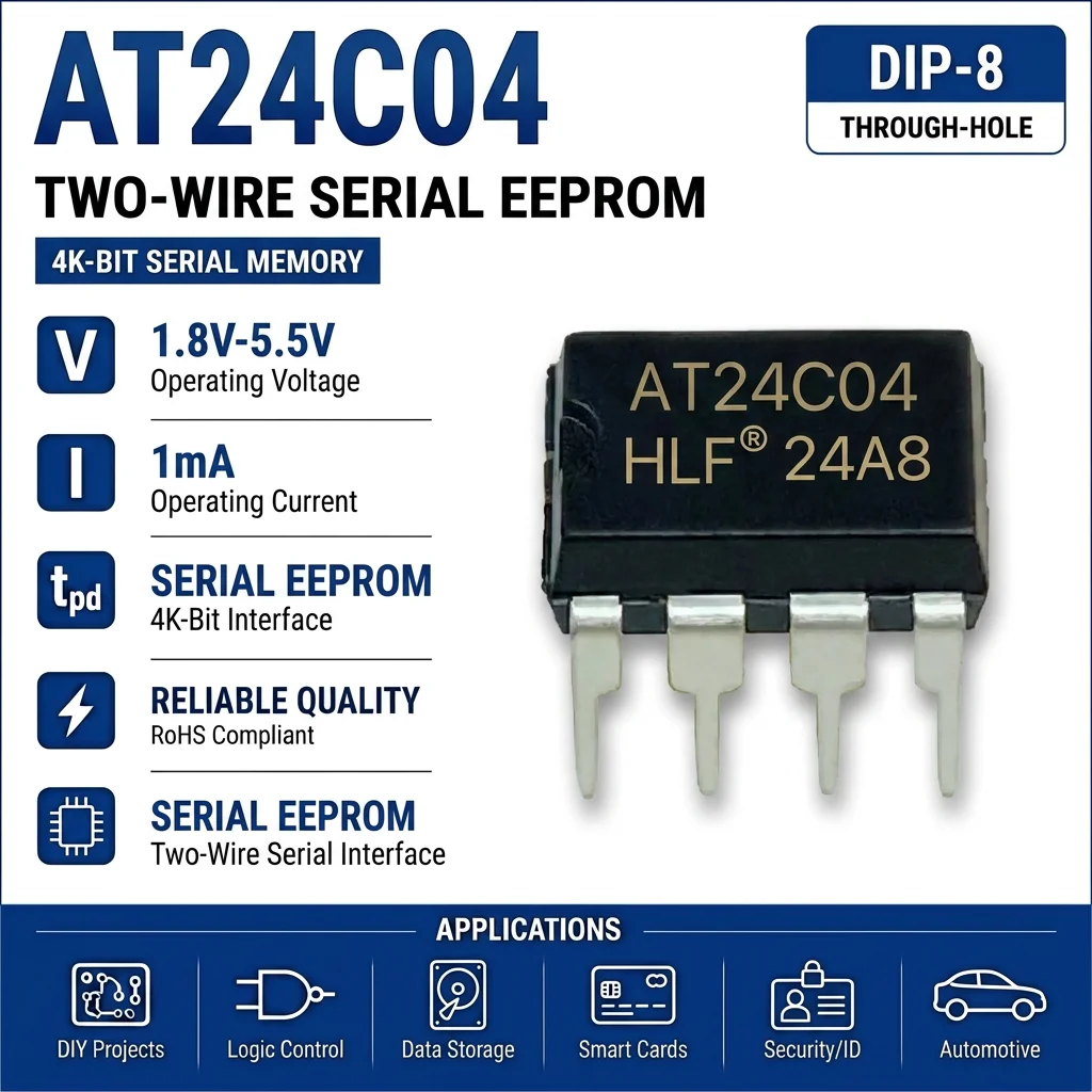 (50 pcs) 24C01/24C02/24C04/24C08/24C16/24C32  DIP-8  I2C Serial EEPROM