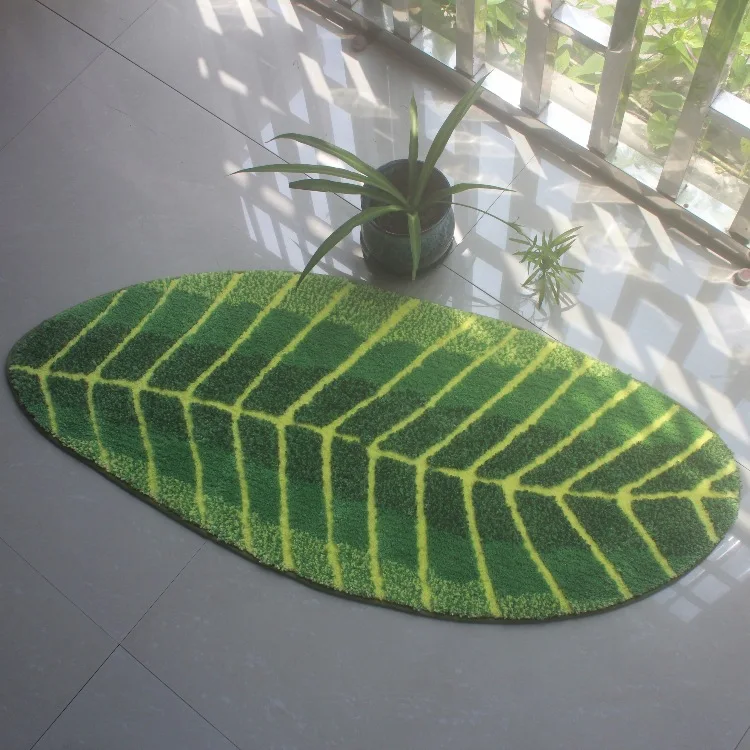 Green Carpet Leaves Bathroom Mat Non-slip Children\'s Mat Bedroom Door Mat  Living Room Rug Home Decoration