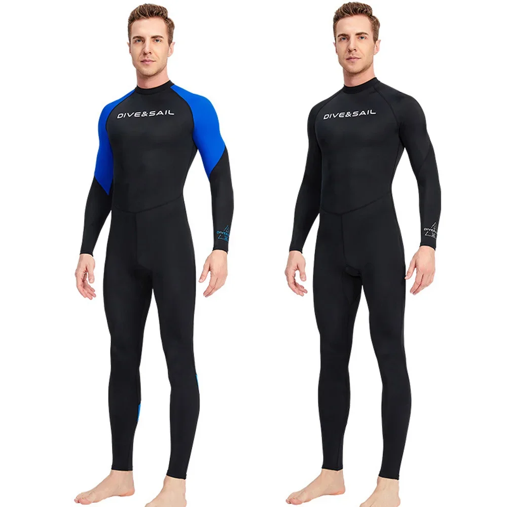 Summer Men\'s Long-sleeved One-piece Swimsuit Lightweight Breathable Beach Surfing Swimming Sunscreen Quick-drying Clothes