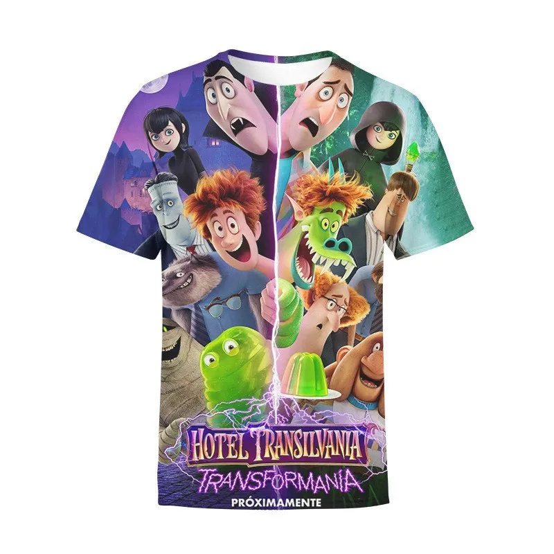 Summer T-shirt 3D digital printing boys and girls T-shirt anime Hotel Transylvania boys and girls T-shirt casual fashion T-shirt