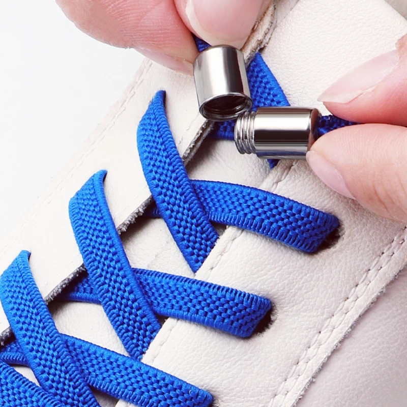 Capsule Lock Shoelaces Elastic Laces Sneakers No Tie Shoe Laces Without Ties Kids Adult 0.6cm Flat Shoelace for Shoes 1 Pair