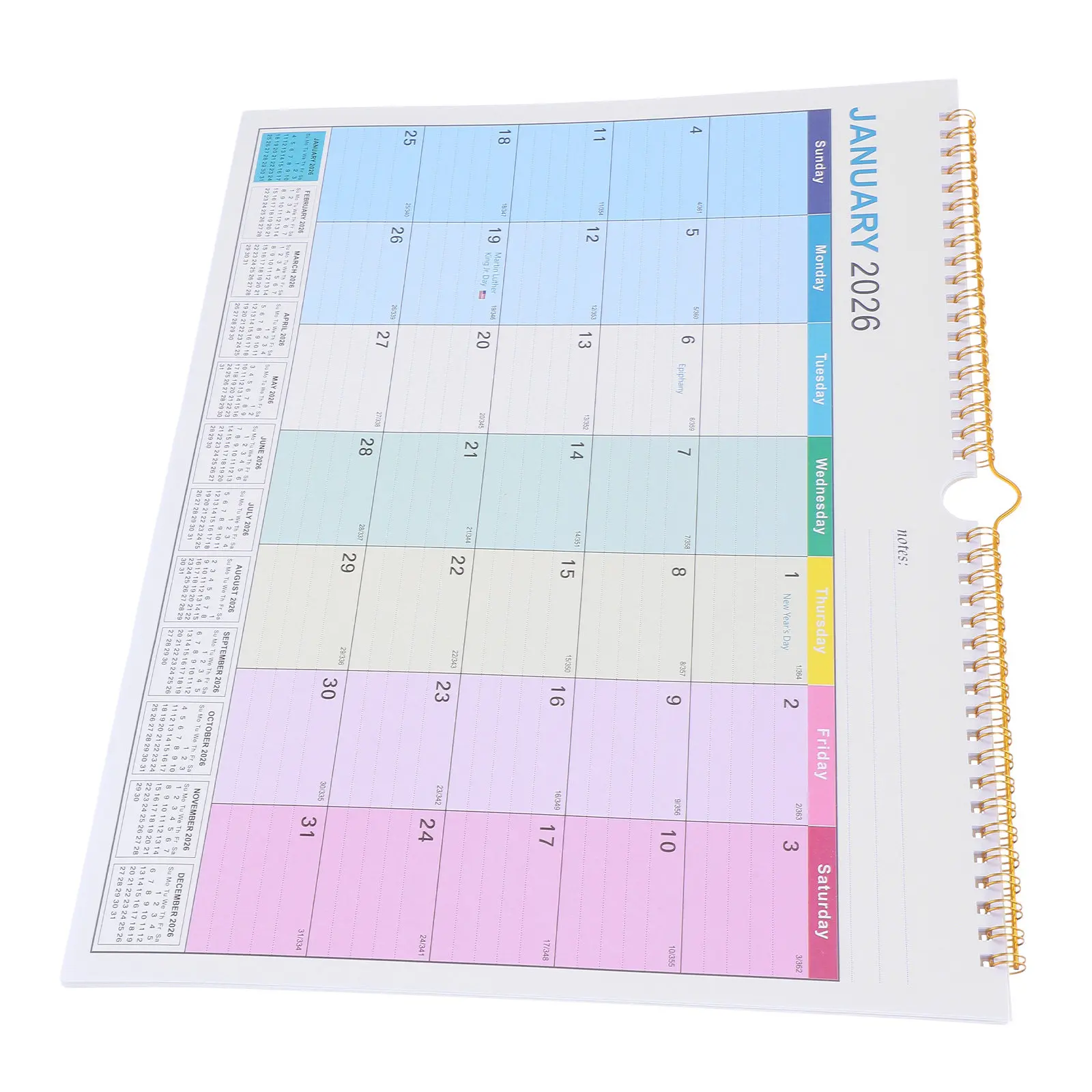 

Ежемесячный настенный календарь-планировщик на 18 месяцев (с января 2026 г. по июнь 2027 г.) с пружинным переплетом для офиса, дома и организации праздников