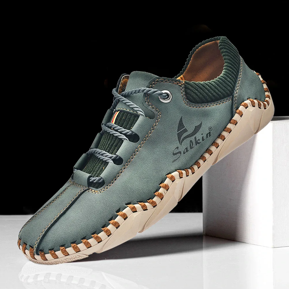 

Новая мужская кожаная повседневная обувь, уличная модная спортивная обувь, уличные крутые кроссовки на шнуровке