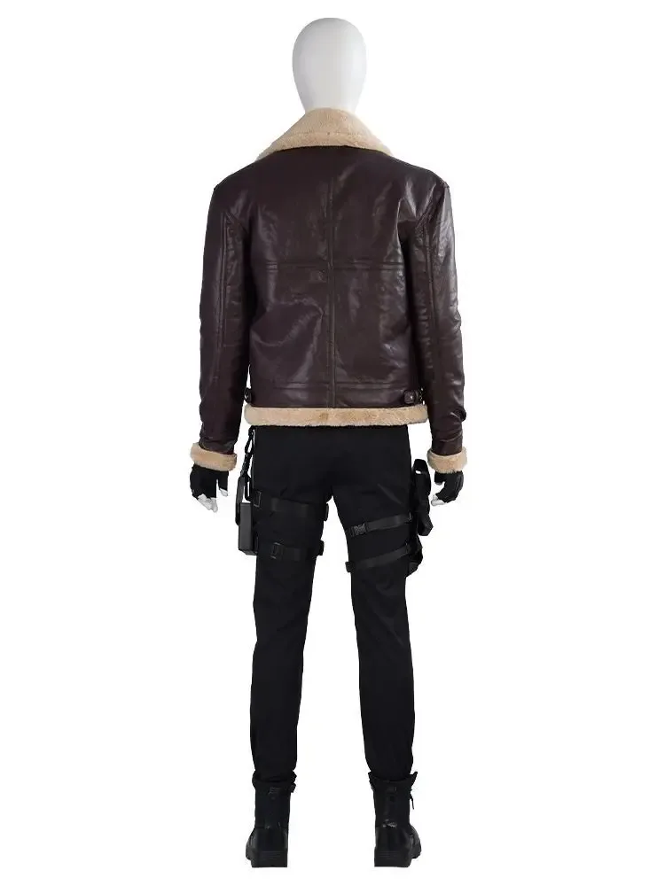 Bear's Den Biohazard Resident 4 طبعة جديدة ليون S كينيدي الشر تأثيري حلي معطف السراويل سترة جلدية هالوين جديد 2025