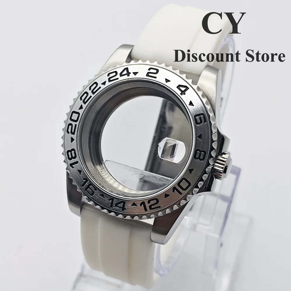 RICHUS 40mm Silver Watch Case with Sapphire Crystal DIY Watch Modding Parts for NH35 ETA2824 ST2130 Miyota82 Movement