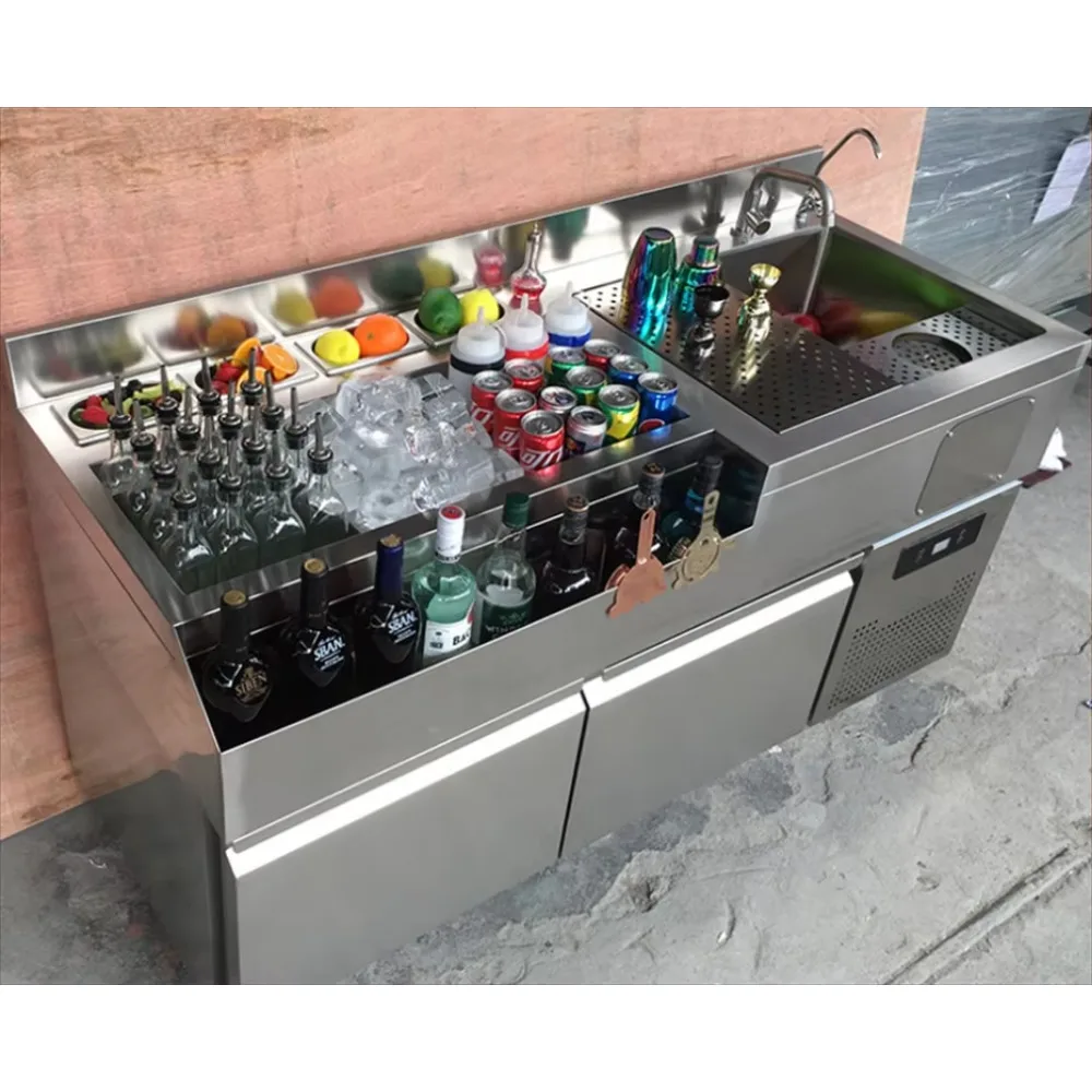 Portable Bar Counter Customization Stainless Steel Count with All Equipment Under bar Cocktail Station bar Well