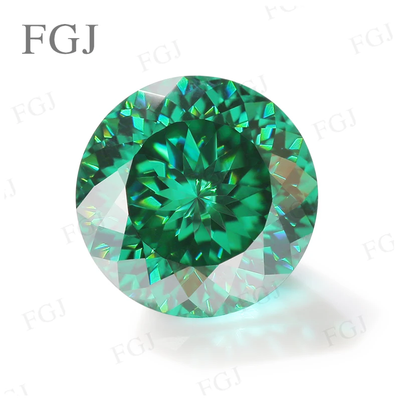 

New Promotion Moissanite Stone Round Portuguese Cut Green Color Loose Gemstones Fashion Beads With GRA Certificate Jewelry DIY