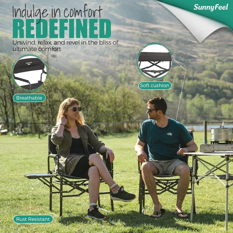 كرسي قابل للطي كبير الحجم عالي التحمل مع طاولة جانبية مدمجة للمغامرات الخارجية: مثالي للتخييم وصيد الأسماك على الشاطئ #4