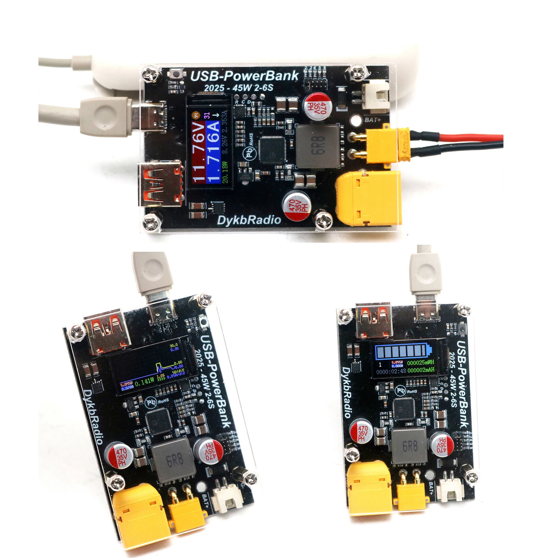 PD3.1 45W 2S 3S 4S 5S 6S Lithium Battery Charging discharging Bidirectional Fast Charging Li-ion Lifepo4 BMS Charger XT30 XT60
