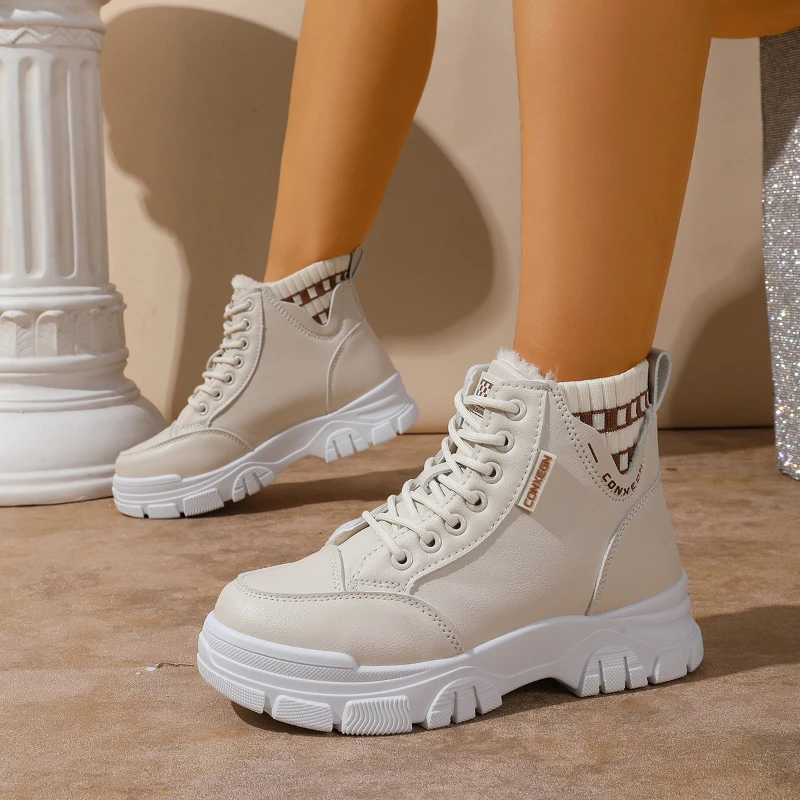 

Winter Fleece Warm Ankle Boots Fashion Comfortable Ladies Bootie Outdoor Non-slip Women Shoes Plus Size Thick Sole Modern Boots