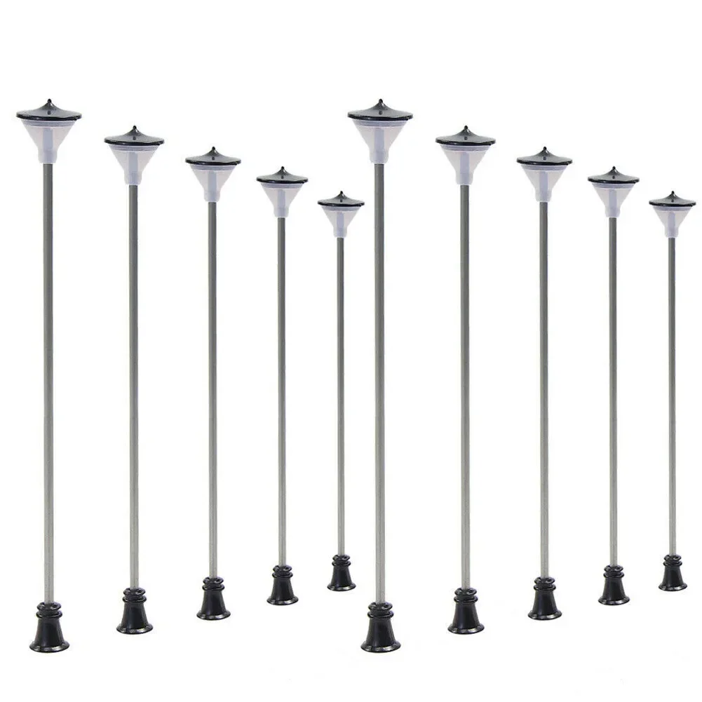 10pcs Model Railroad Train 1:100 Scale Lamp Posts Led Street Light Lamp Artificial Miniature Decoration Building Landscape