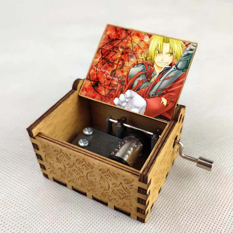 New Design anime Fullmetal Alchemist Vintage Mechanical Wooden Music Box Wood Crafts Kids toy new year gift Birthday Gifts