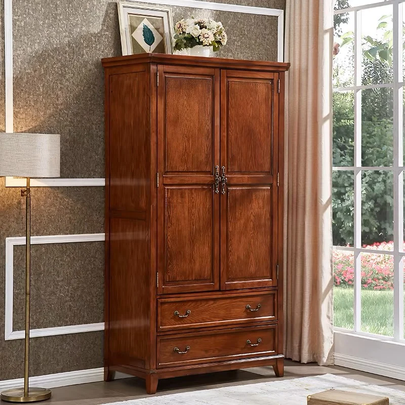 

Brown Wooden Luxury Wardrobe Hanging Storage Drawer Bedroom Clothes Cabinet Storage Modern Armario De Madera Room Furniture