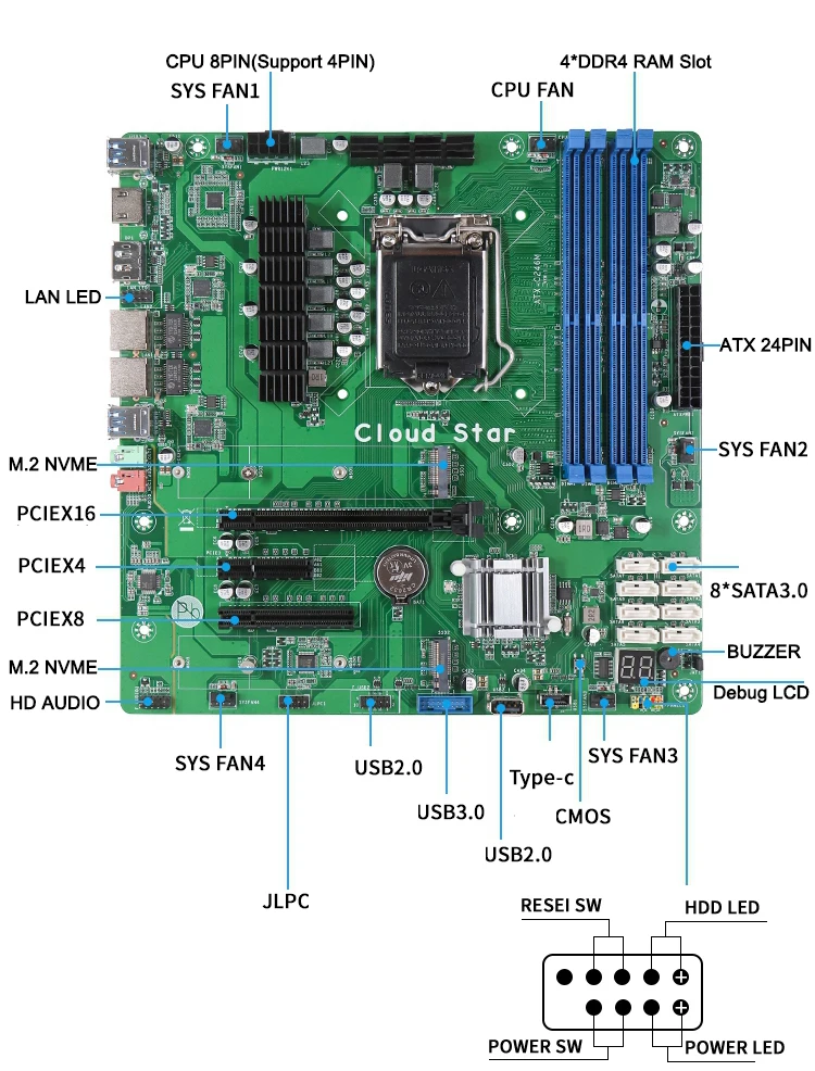 Imagem -05 - Chipest de Computador para Nas I226 Dual 2.55gbe Lans 8sata 3pcie Matx 9.6x9.6in Suporte 8th 9th Cpu Novo