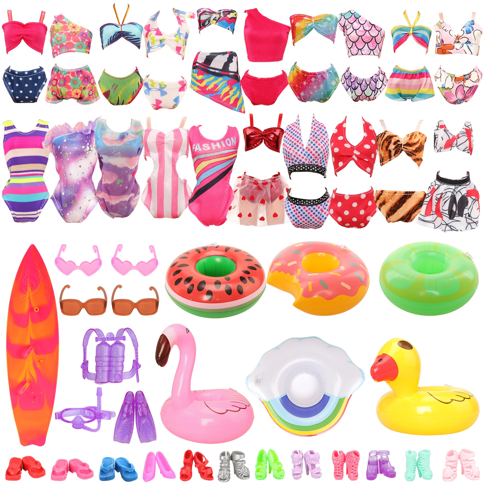 

Barwa 32 Items Fashion Doll Clothes=10 Swimsuit+10 Shoes+4 Diving+3 Laps+1 Skateboard+4 Glasses for Barbie 11.5 inch Doll