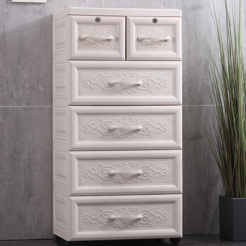 Nordic Carved Closet Storage PVC Storage Drawer Living Room Armarios Dormitorios Plastic Wardrobe Closet Organizer