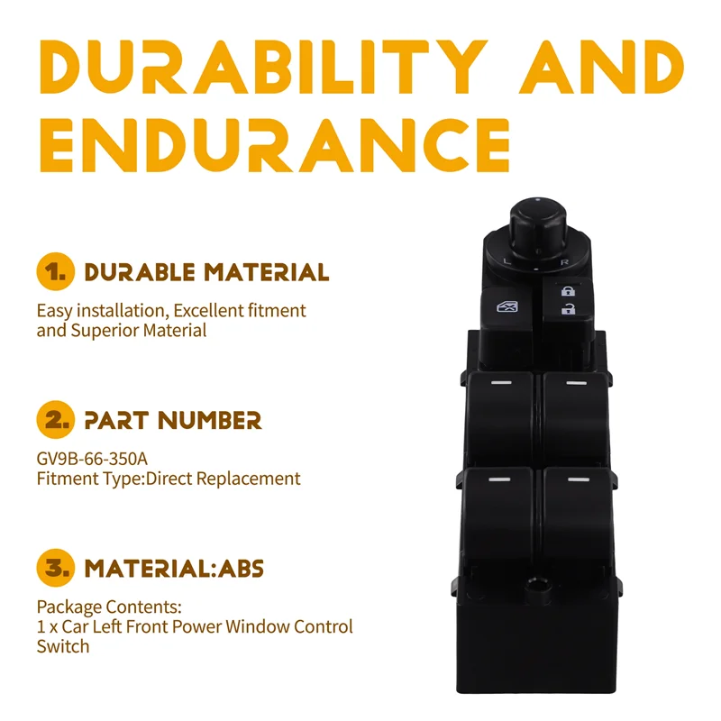 مفتاح التحكم في نافذة السيارة الأمامية اليسرى زر رفع زجاج النافذة GV9B-66-350A لمازدا 6 Atenza 2014-2018-A67F #5