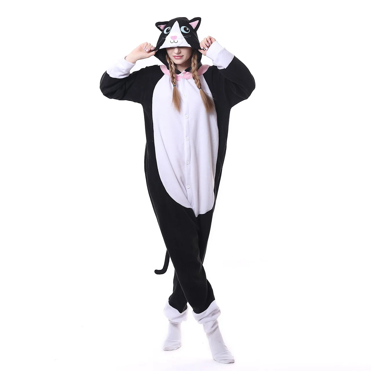 Kigurumi Unicorn Pajama Adult Animal Cat Onesie Women Men Couple Winter Pajamas Suit Nightie Sleepwear Flannel Homewear Slipper