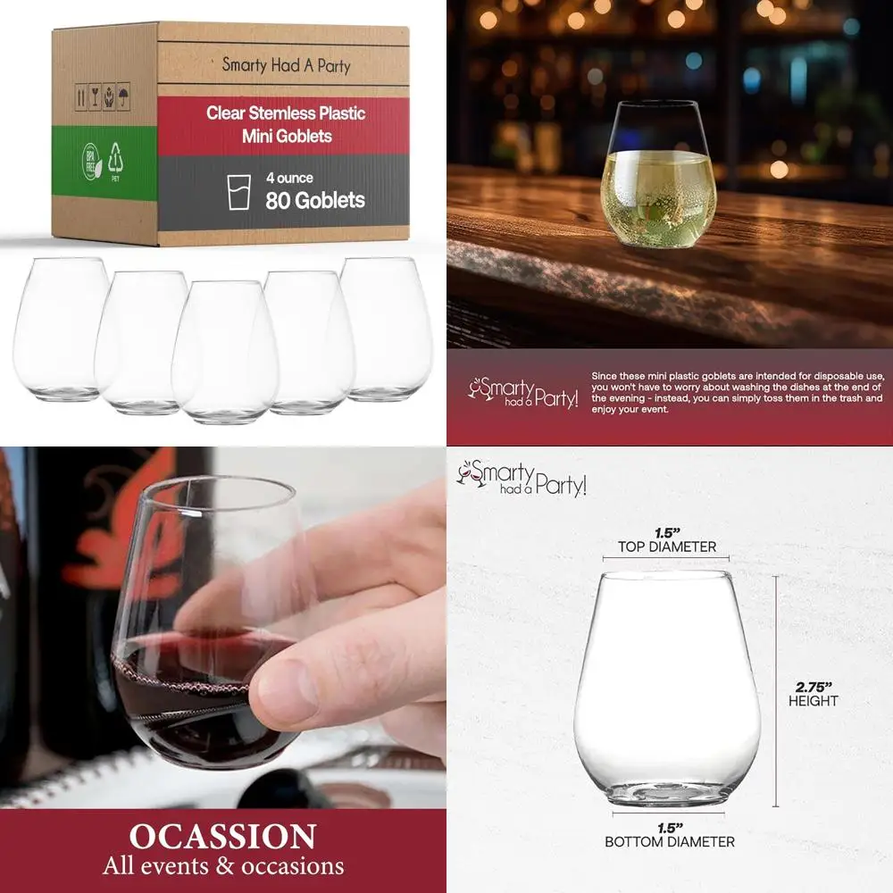 

Прозрачные мини-стаканчики из пластика, 4 унции, одноразовые, для вина, свадеб, вечеринок, оптовая упаковка, 80 штук