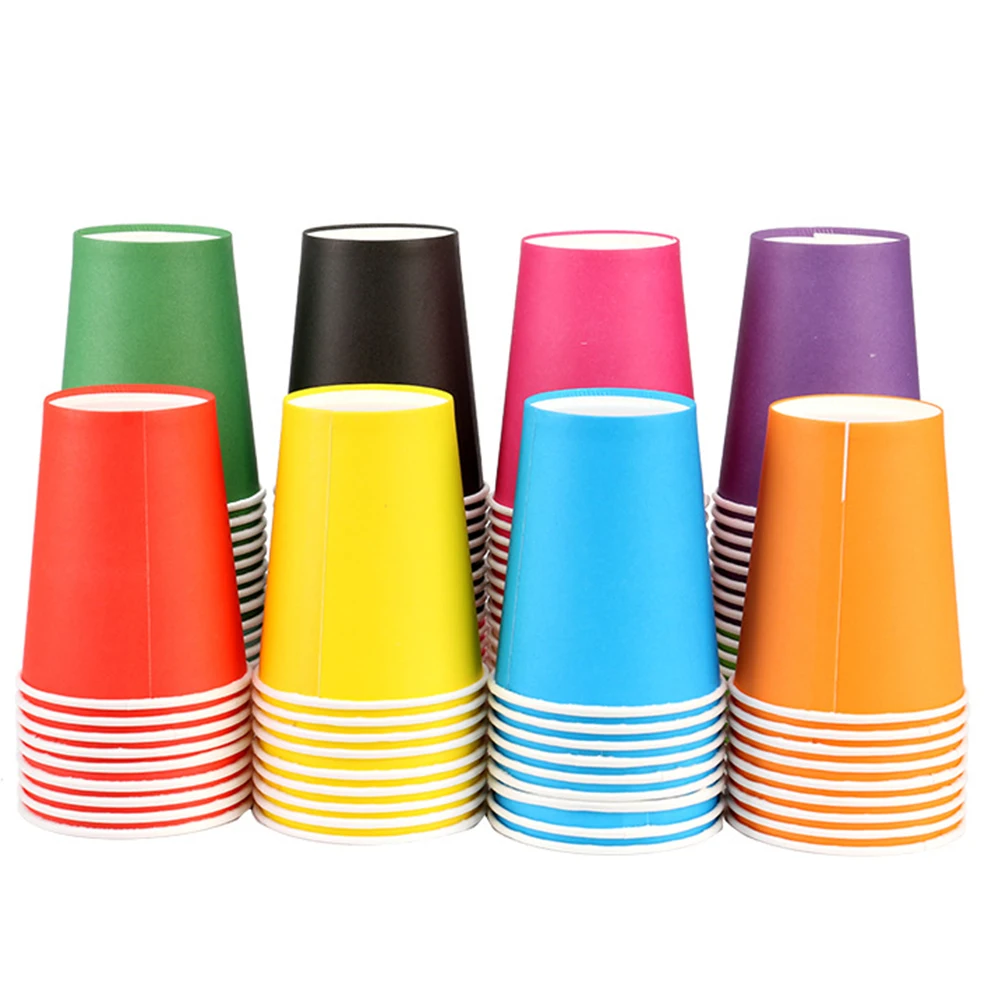 100Pcs Colorful Paper Cups Safe Eco-Friendly DIY Craft Materials for Kids Kindergarten Handmade Art Decoration Disposable Cups