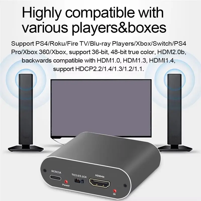 A31T 2.1 Audio Extractor 8K 60Hz Splitter Optical Toslink & RCA Stereo Output for PS5 Switch TV UK Plug