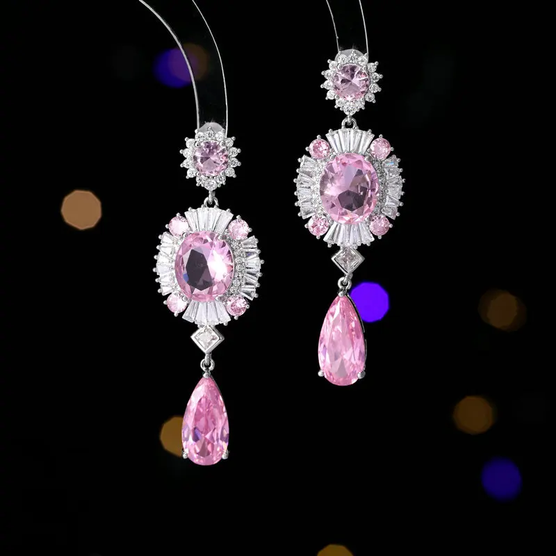 

Elegant and light luxury teardrop earrings, trendy wedding banquet dress paired with s925 silver needle earrings