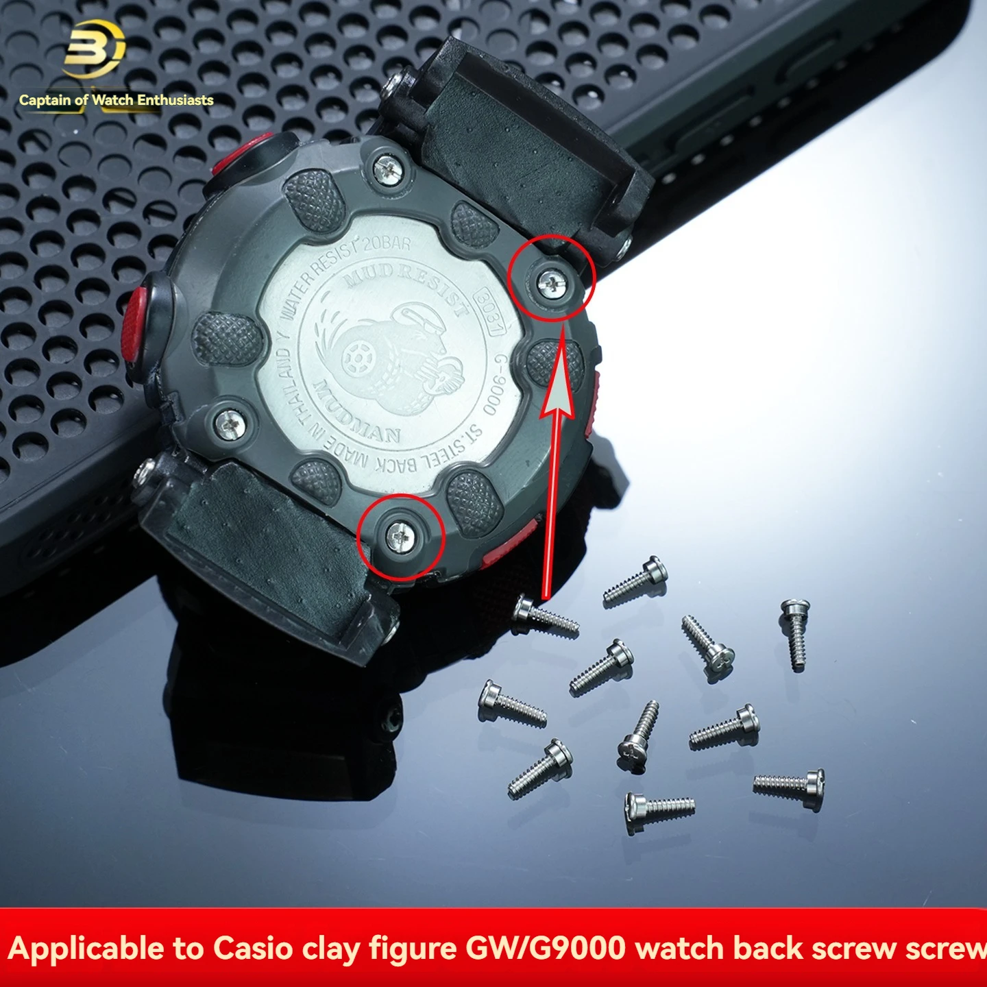 For Casio clay figurine watch 3031 G-9000 watch side screw strap connecting rod G9000/GW9000 dial back bottom cover screw nut