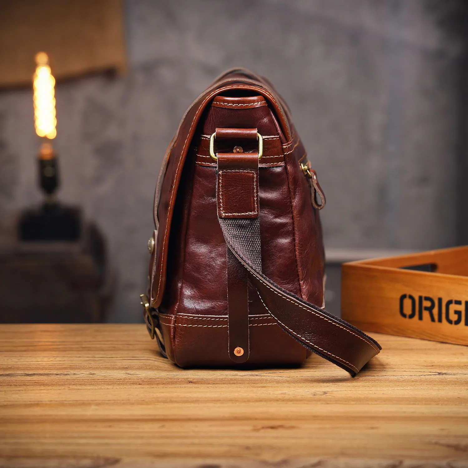 S.WORKER Vintage Echtleder Herren-Umhängetasche Crossbody-Taschen Crazy Horse Rindsleder Schultertasche Top-Layer Mode – Detail 15