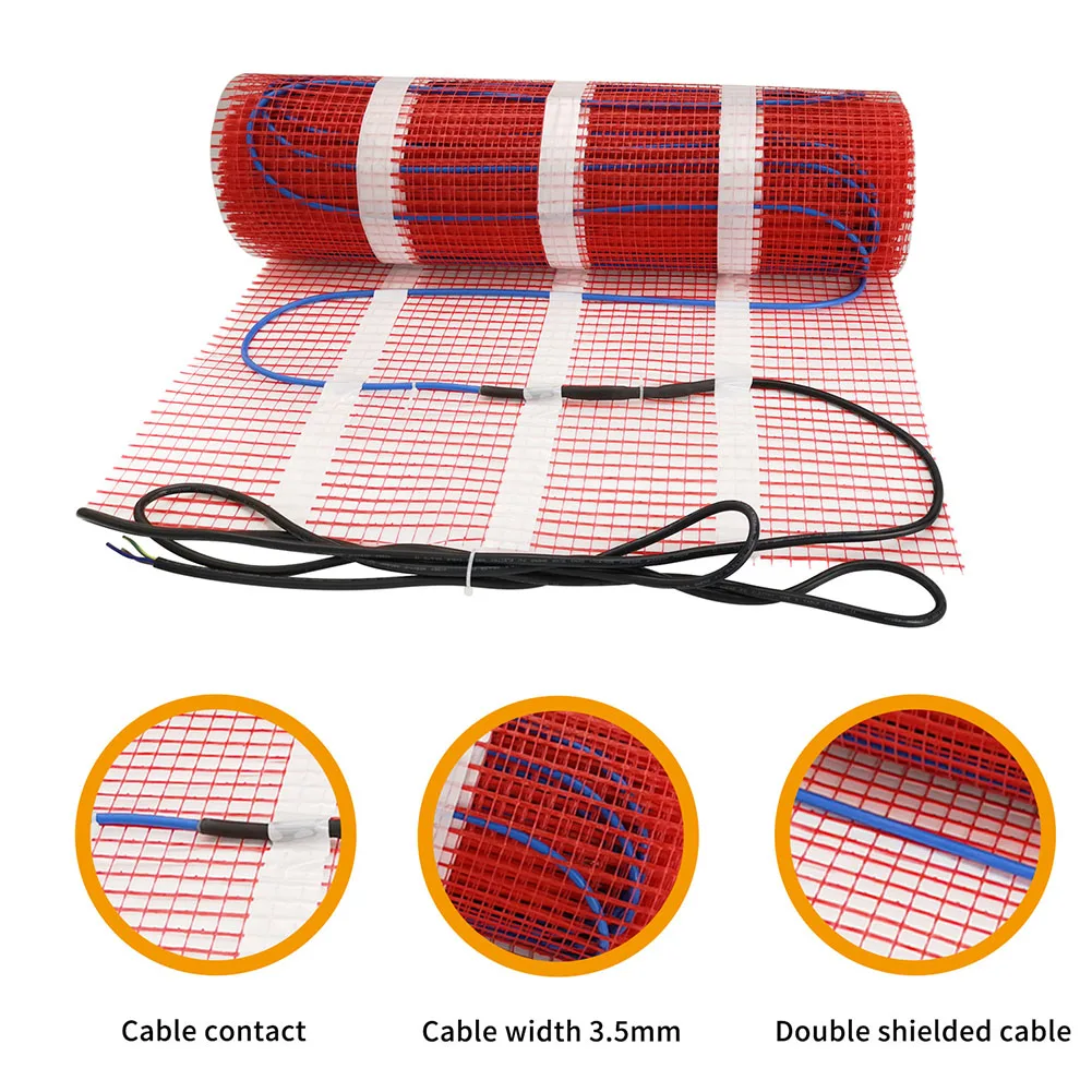 Electric Underfloor Heating Mat Kit With Digital Thermostat 50cm X 1m/2m/3m 220V Fully Grounded Pad For Bathrooms Or Kitchens