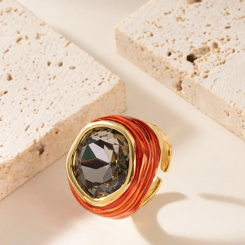 

Регулируемое открытое кольцо для женщин с крупным цирконом, модное, не тускнеющее, кольцо для лучшей подруги, кольцо на указательный палец