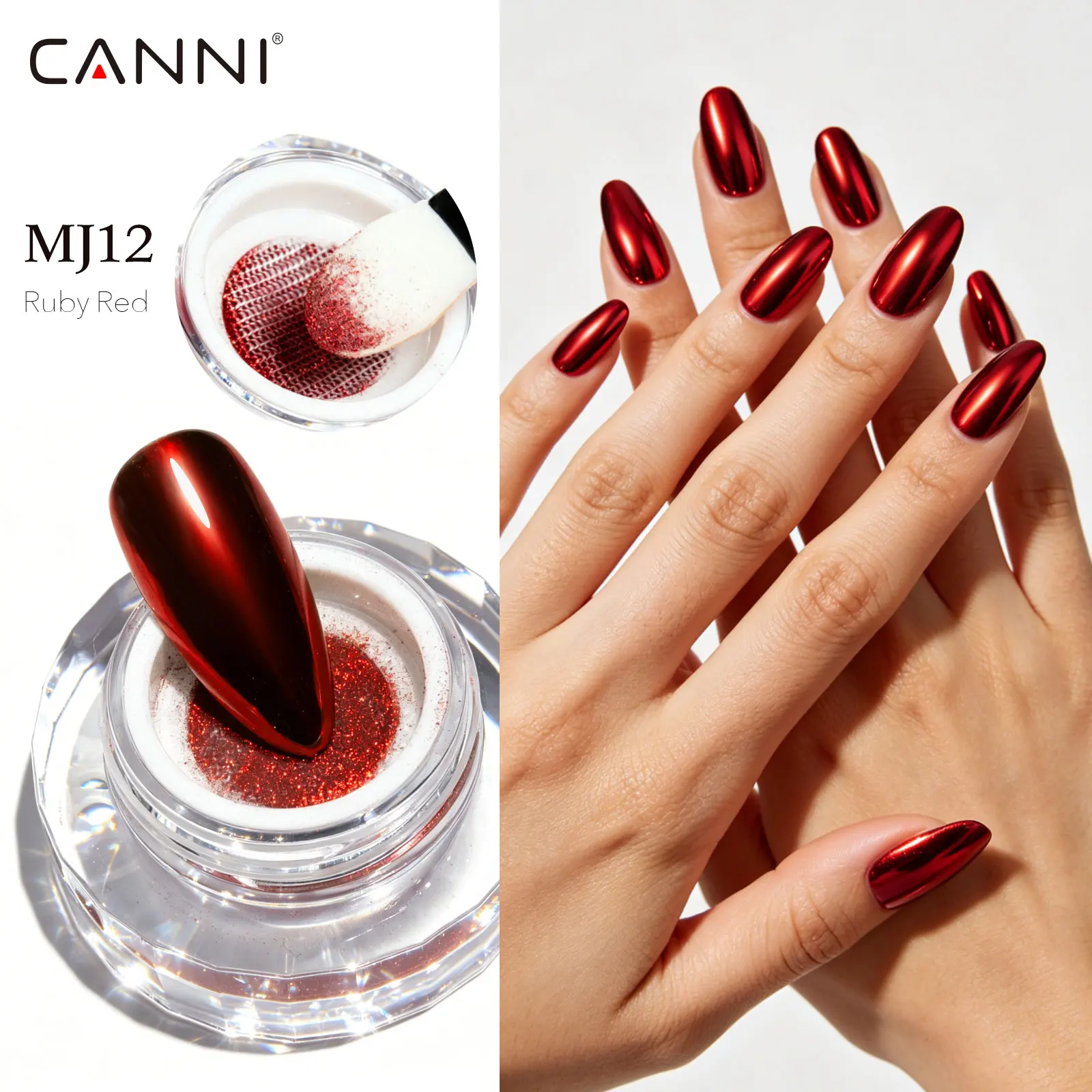 CANNI 12 Cores 0.3g Pó Cromado Aurora Efeito Espelho Pigmento Glitter Metálico para Unhas em Gel Arte Holográfica DIY