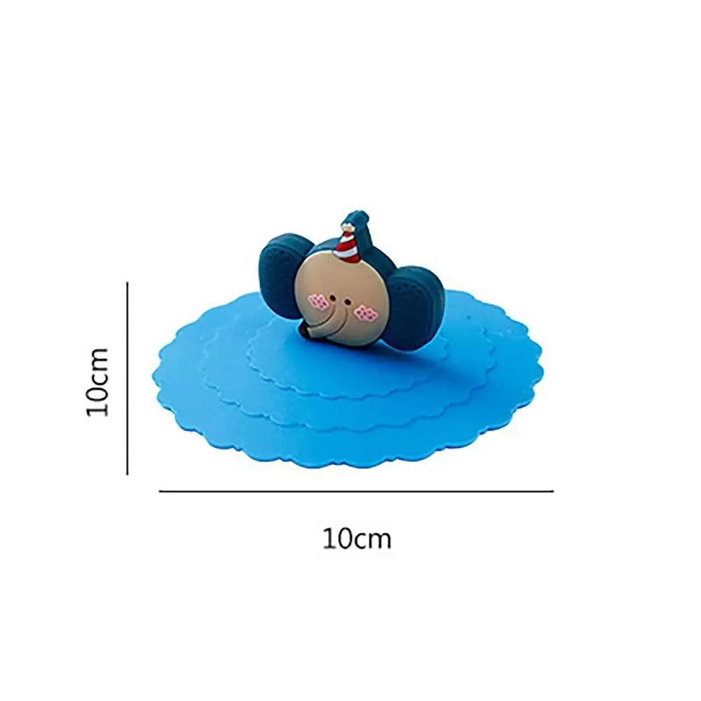 Silicone Cup Lid Cute Dustproof 10x10cm Tea Coffee Lids Cartoon Leakproof Suction Cup Cover Glass Mugs