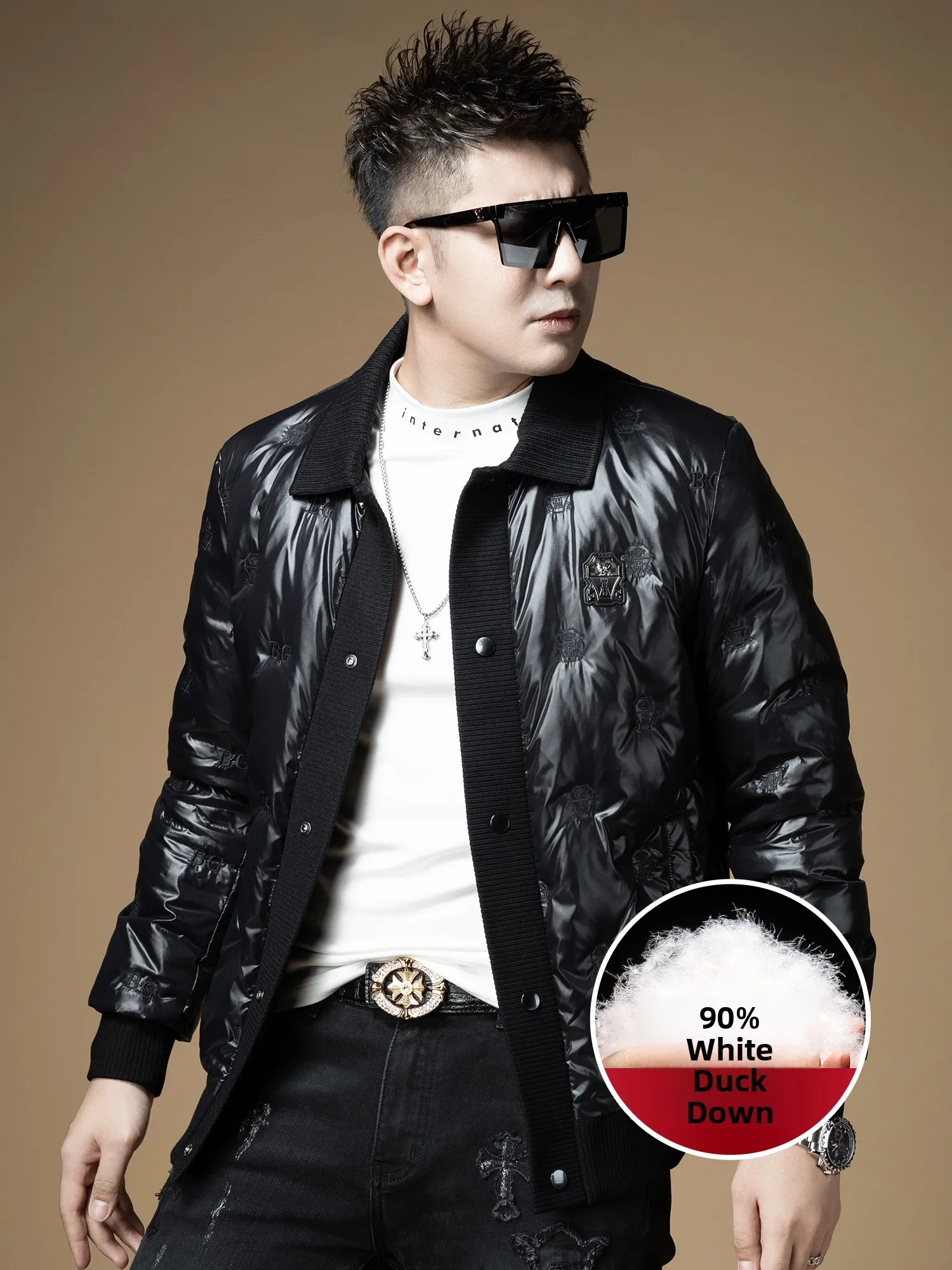 

Men's down Jacket Lightweight Duck down Winter Coat Youth Fashionable Outerwear Regular Length Flip Collar Sleeveless