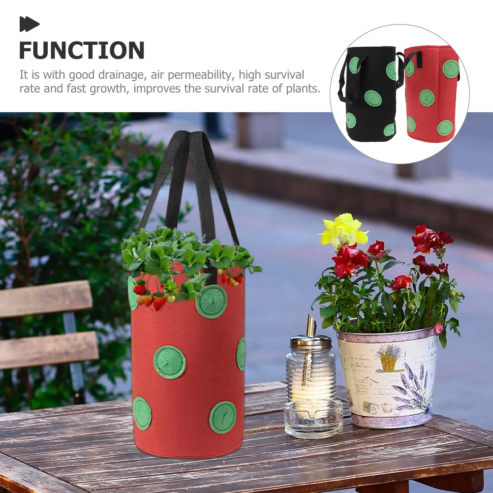 

2pcs Strawberry Growing Bags 10 Pocket Vertical Hanging Planting Bag Outdoor Garden Nonwoven Nursery Planter For Vegetables