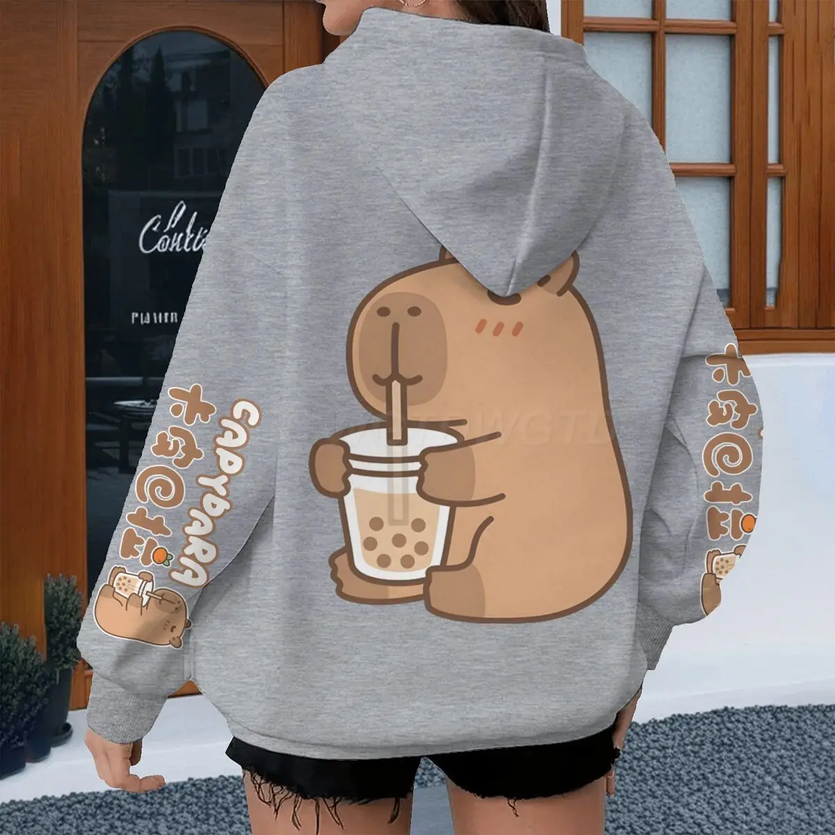 Cartoon Capybara Design Hoodies Women Men Long Sleeve Sweatshirt Spring Autmn Fun Animal Capybara Pullover Girls Cute Hoody