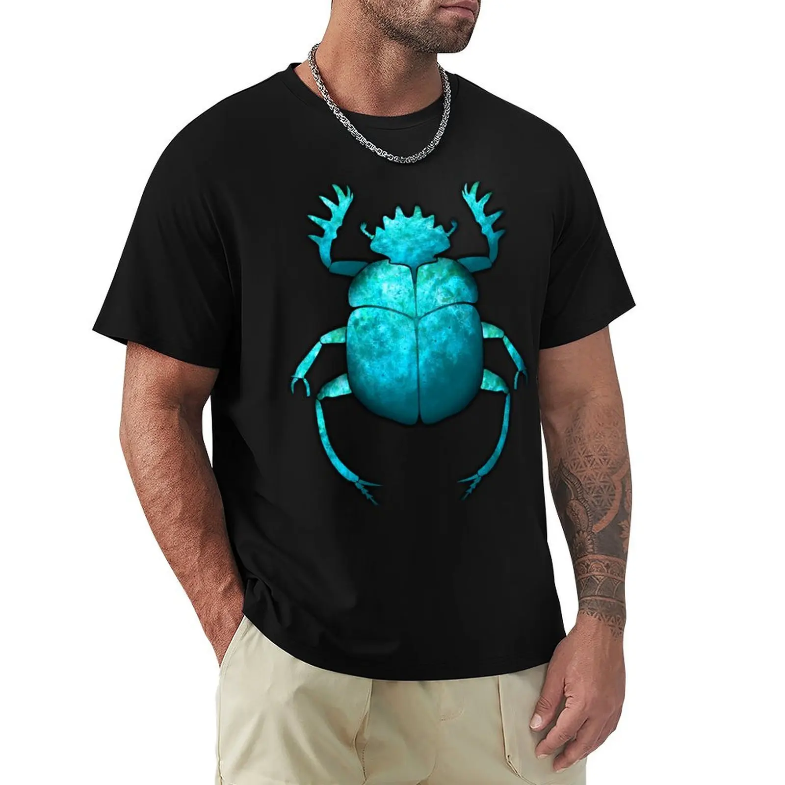 

Turquoise Scarab Beetle T-Shirt vintage valentines boutique clothes men t shirts high quality