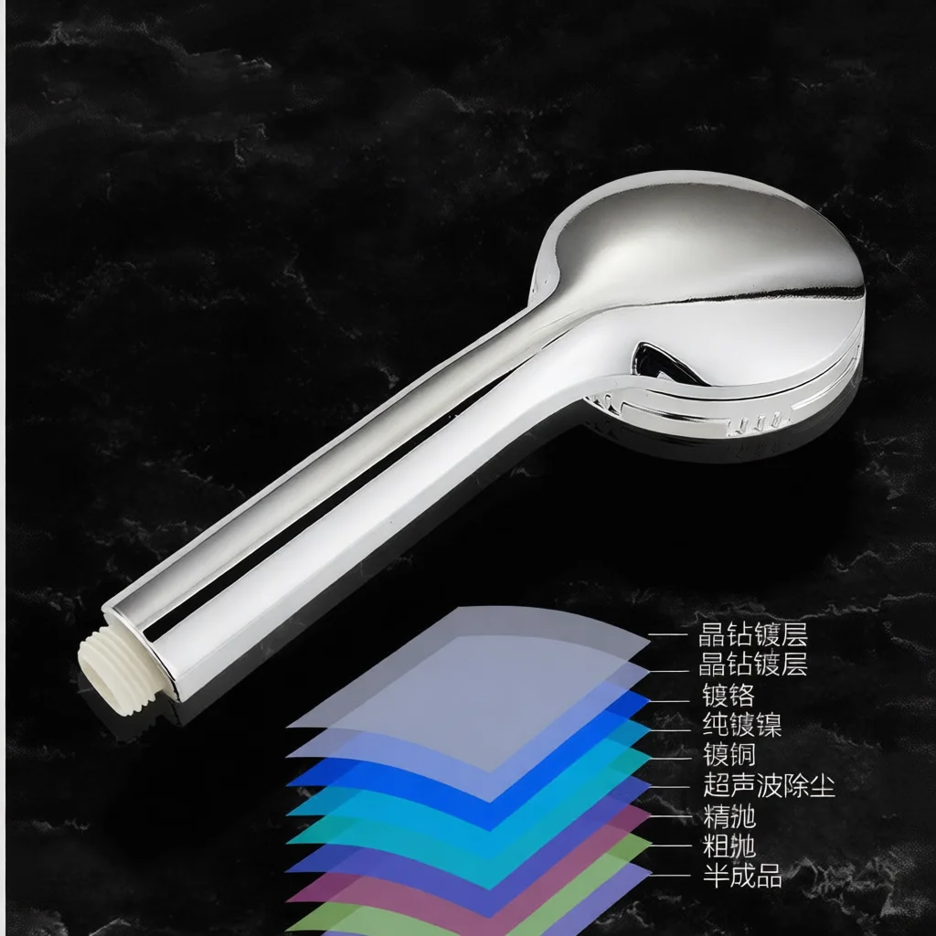 Bathroom Shower Head Handheld High Pressure Sprayer Water Saving Detachable Rainfall Nozzle Round Bath Ultra Slim Accessory