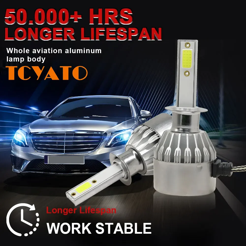 TCYATO 12000lm 55W COB CSP Chip 6000K Car LED Headlights 9005 H7 H11 LED Light
