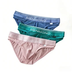 Men's Sexy Underwear Ribbed Modal Soft Breathable High Quality Underpants Teenager Comfortable Low-waisted U Convex Pouch Briefs