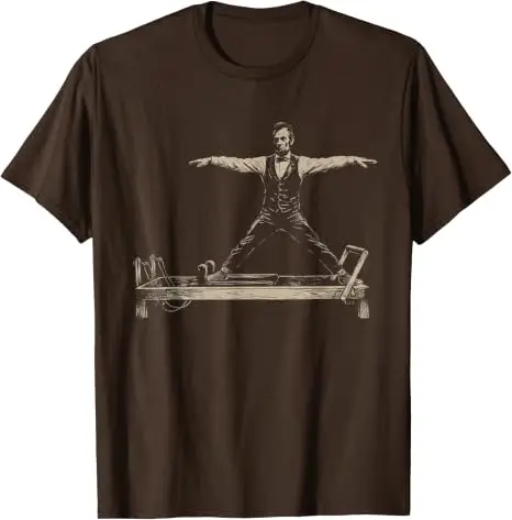 Lustiges Abraham Lincoln Pilates Reformer Workout Art T-Shirt Y2k Gym Doing Fitness Exercises Grafik Herrenbekleidung 4th of July Tee – Detail 15